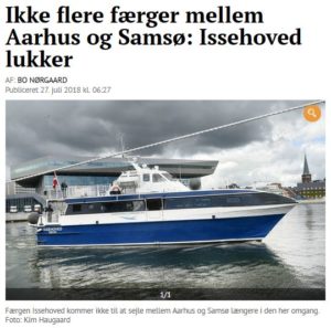 Ikke flere færger mellem Aarhus og Samsø: Issehoved lukker for i år