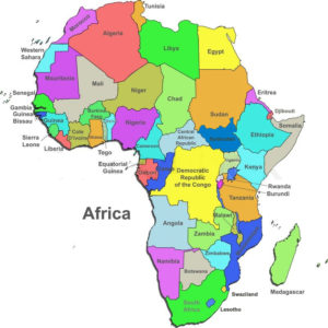 Lande som grænser op til lande - i Afrika