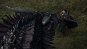 Game of Thrones Jon Snow pets Drogon Season 7 Episode 5