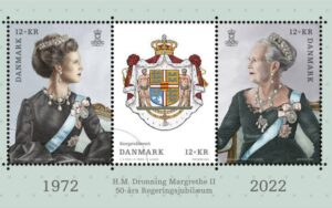 HM Dr Margrethe 50 år regeringsjubilæum miniark
