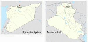 Kobani = Syrien Mosul = Irak