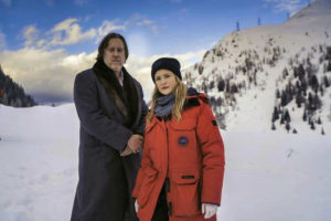 Nicholas Ofczarek (left) as Gedeon Winter and Julie Jentsch as Ellie Stocker in Der Pass