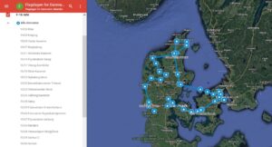Her er ruten som F-16 flyver i anledning af Flagdagen for Danmarks udsendte den 5. september. 