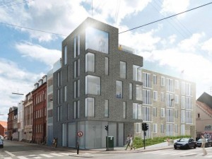19 lejligheder og butik fra byggefirmaet Høegh og Rousing A/S. Visualisering: Arkitektfirmaet Seier og Sølvsten