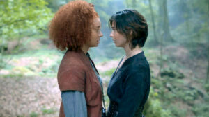 Jade (Erin Kellyman), left, and Kit (Ruby Cruz) reach a new understanding in the fifth episode of “Willow.” (Lucasfilm Ltd.)