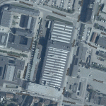 DSBs komponentværksted ved Strandvejen Satelitfoto