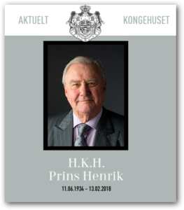 H.K.H. Prins Henrik 11.06.1934 - 13.02.2018