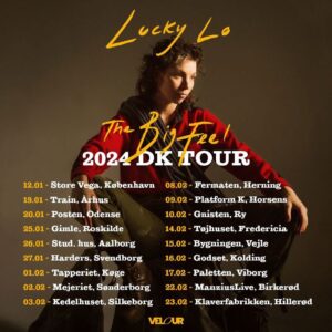 Lucky Lo tour 2024 med bandet: Casper Henning Hansen, Mads Dons Nørgaard, Malte Nordtorp Pedersen, Ida Urd Damm Bramming, Simon Mariegaard Wetterstrøm, 