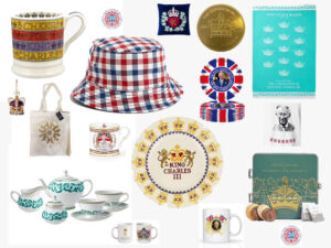 et udvalg af King Charles III. kronings merchandise