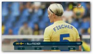 Nilla Fisher (Sweden, soccer) scorede OLs første mål