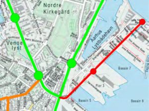 Fra Nørrebrokrydset til endestationen på Pier 4 er der ca, 1,2 km