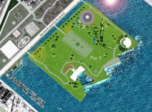 Bypark på Pier 3? // Visualisering: Fællesrådet for Aarhus Ø