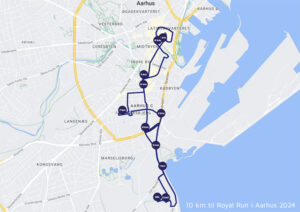 10 km ruten til Royal Run i Aarhus 2024