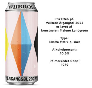 Etiketten på Wiibroe Årgangsøl 2022 er lavet af kunstneren Malene Landgreen